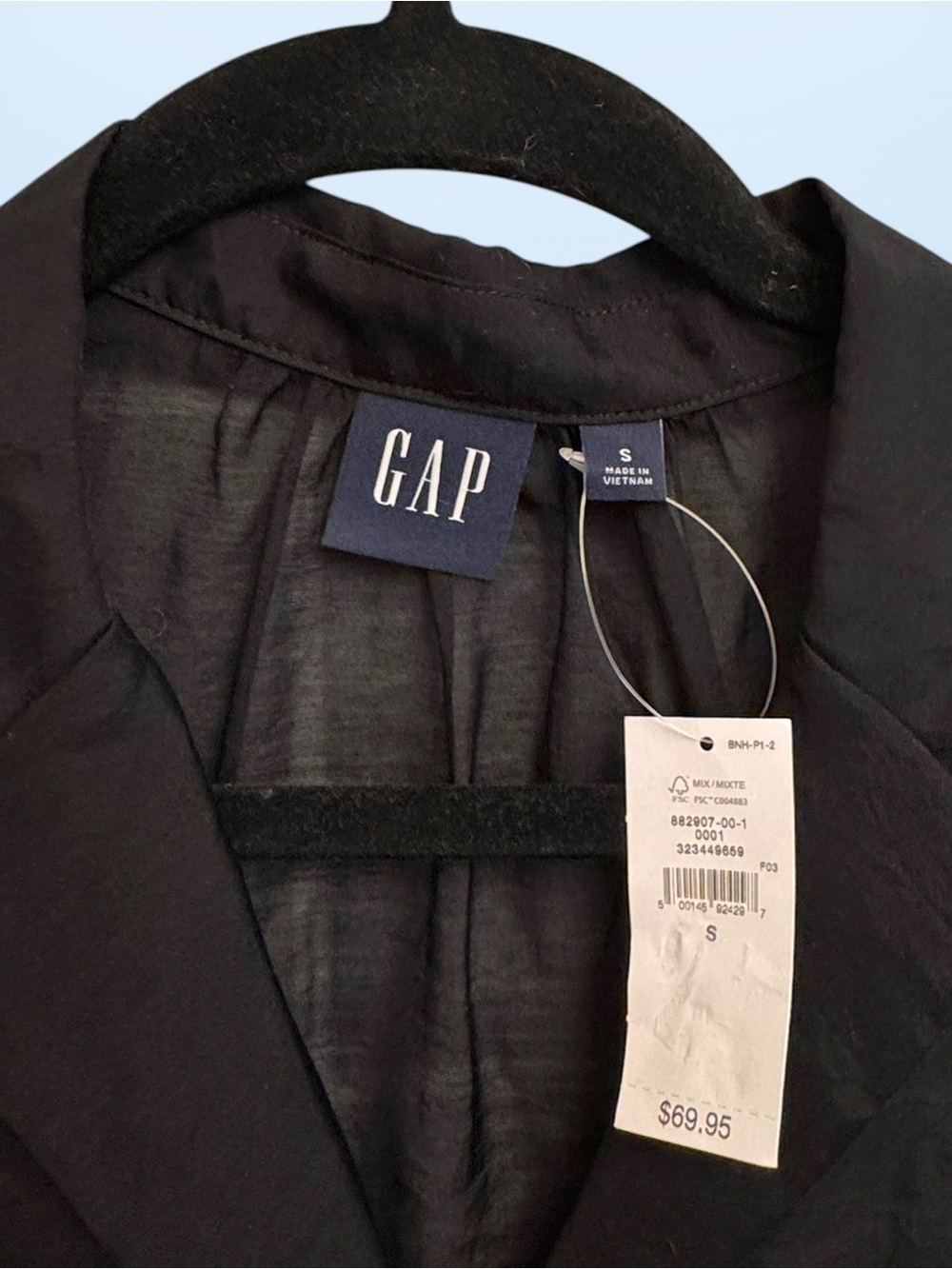 GAP Black Semi Sheer Voile Peplum Button-Front Short Sleeve Top Size S NWT - Picture 6 of 8